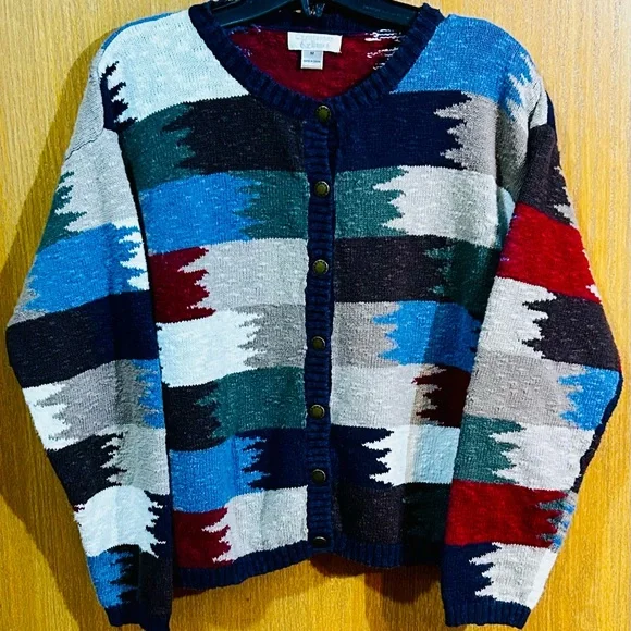Christopher & Banks Vintage PatchWork Multicolor Cardigan Size M - Picture 1 of 4